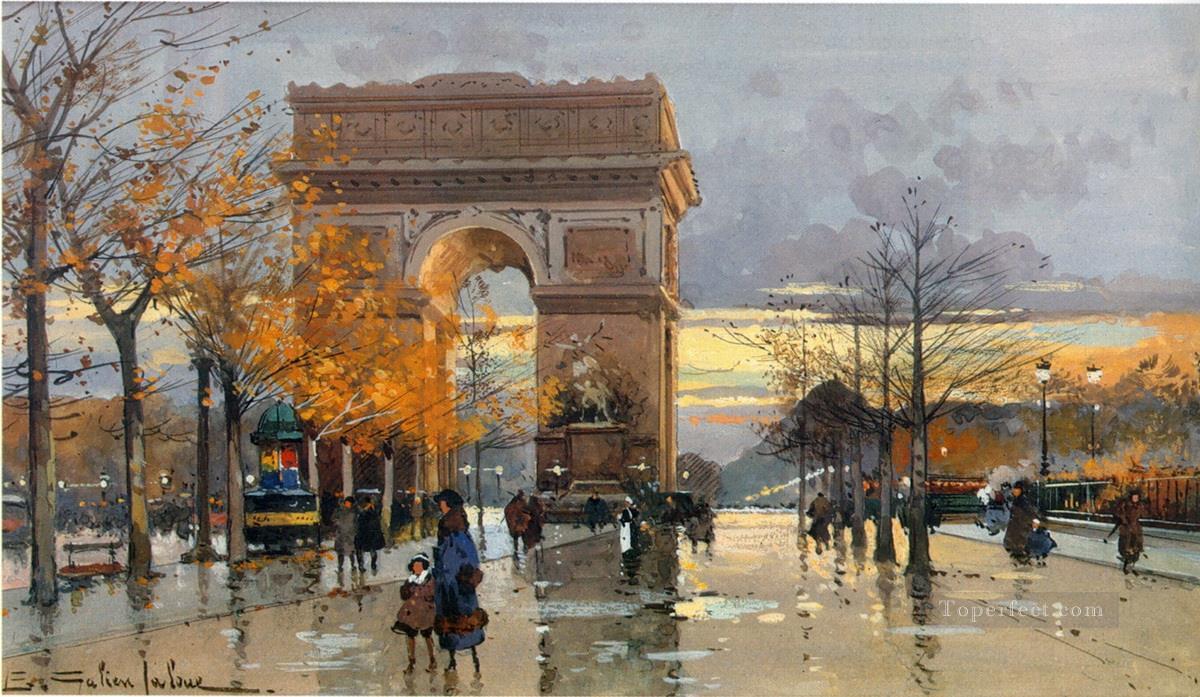 Place de L etoille a pres la pluie ガリアン ユージーン油絵